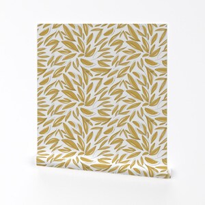Flowers Wallpaper - Floral Gold By Anniemontgomerydesign - Flowers Custom Printed Removable Self Adhesive Wallpaper Roll by Spoonflower