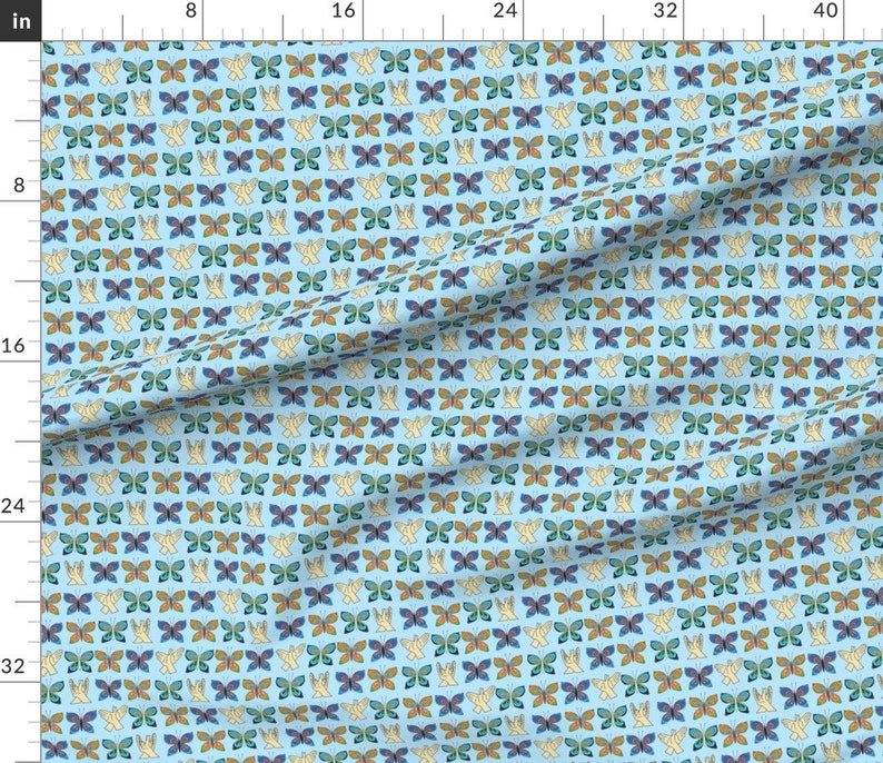Butterfly Fabric Blue Butterfly ASL Pattern by Marykane | Etsy