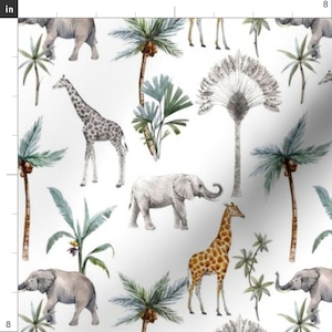 Watercolor Animals Fabric - Watercolor Jungle Safari by corasofia - Jungle Safari Gender Neutral Unisex Fabric by the Yard by Spoonflower image 3