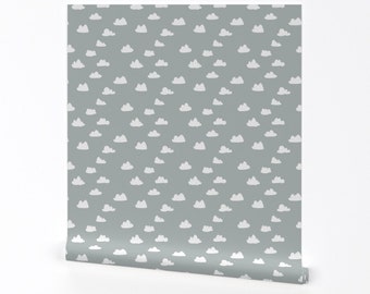Cloud Wallpaper - Gray Clouds Fabric By Andrea Lauren - Tiny Storm Custom Printed Removable Self Adhesive Wallpaper Roll by Spoonflower
