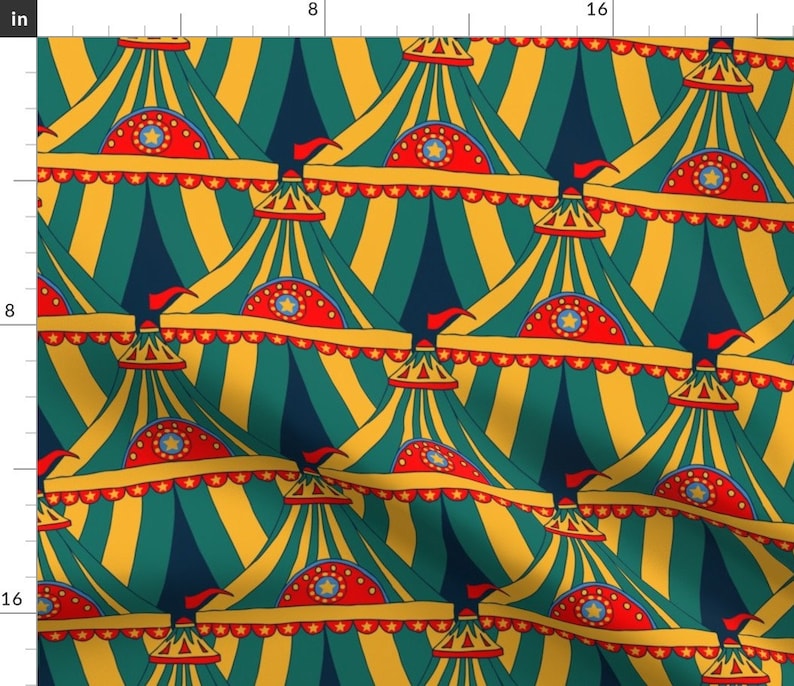 Retro Circus Tent Fabric Circus Tents Large Yellow Green Etsy