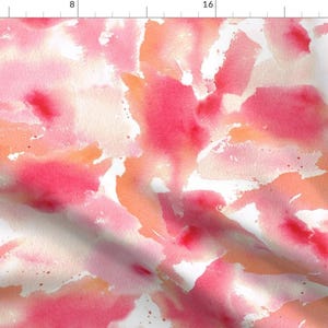 Pink Abstract Fabric - Texas Modern Sunset By Jacinda- Pink Watercolor Abstract Modern Upholstery Cotton Fabric By The Yard With Spoonflower