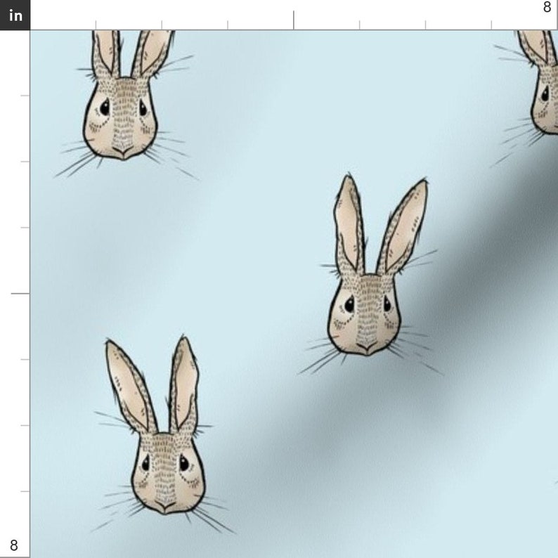 Rabbit Fabric Sweet Rabbit on Blue by Taraput Woodland - Etsy