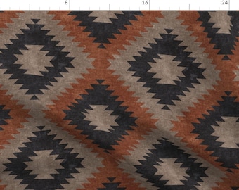 Southwestern Boho Fabric - Desert Neutrals Inkwell Taupe By Littlearrowdecor - Dark Earth Tones Cotton Fabric By The Yard With Spoonflower
