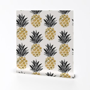 Abnehmbare Tapete mit Wasserfarben - Ananas Strand - Tropische Früchte - Vintage Wanddekoration - Ananas by crystal_walen