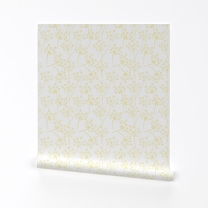 Carta da parati Dandelion - Wild Garden Lace Yellow di Diane555 - Rotolo di carta da parati autoadesiva rimovibile stampata personalizzata Dandelion di Spoonflower