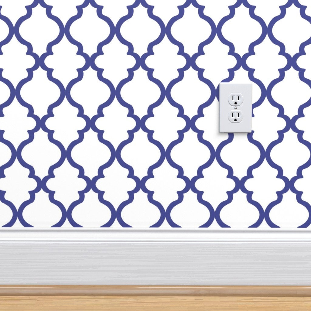 Quatrefoil Wallpaper Quatrefoil by Joyfulrose Blue White Etsy