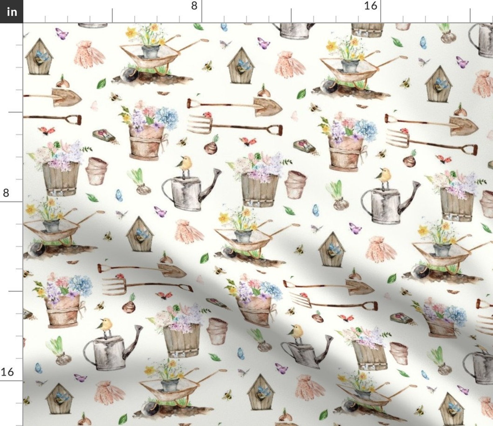 Spring Gardening Fabric Spring Gardening by Hipkiddesigns Etsy UK