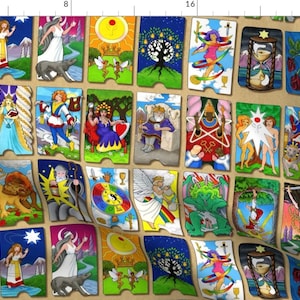Tarot Cards Fabric - The Hallmark Tarot By Hannafate - Tarot Card Colorful Occult Fortune Telling Cotton Fabric By The Yard With Spoonflower