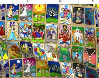 Tarot Cards Fabric - The Hallmark Tarot By Hannafate - Tarot Card Colorful Occult Fortune Telling Cotton Fabric By The Yard With Spoonflower