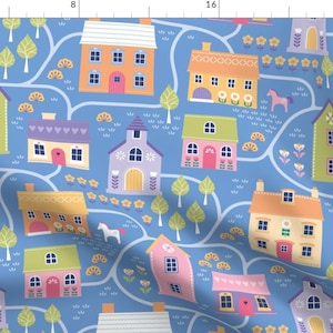 Nordic Fabric - Nordic Village Map by daisyandbumble - Scandinavian Horse Village Map Countryside Rural Fabric by the Yard by Spoonflower