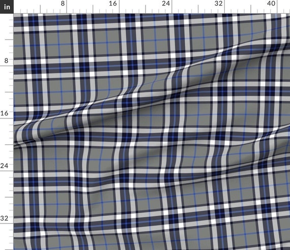Thompson Fabric Thomson Thompson Tartan Gray and Blue by