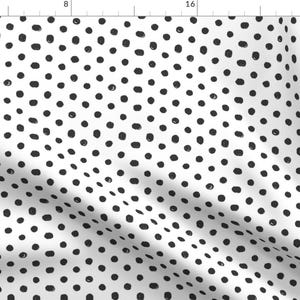 Black and White Polka Dot Fabric - Black And White Scribble Dot - Small By Acdesign - Minimalist Cotton Fabric By The Yard With Spoonflower