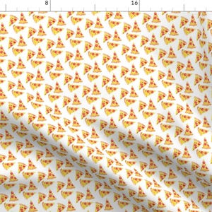 Pizza Slices On White Fabric - Pizza Mini By Erinanne - Pizza Slices Pepperoni Cheese Junk Food Cotton Fabric By The Yard With Spoonflower