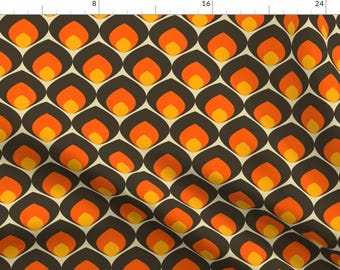 70s Fabric - 70s 70s Ogee Brown by Bruxamagica - 70s Geometric