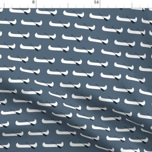 Canoe Fabric - Canoe - Canoes, Kayak, Nature, Outdoors, River, Water, Adventure, Sports - Navy Cotton Fabric By The Yard With Spoonflower