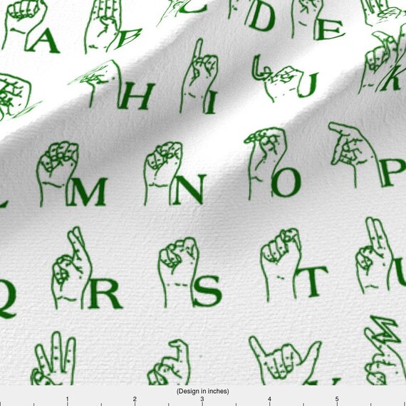 Green Alphabet Fabric Sign Language Alphabet // Green By Etsy