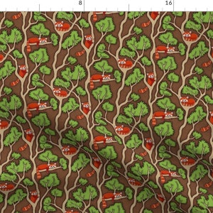 Forest Fabric - Red Panda By Sufficiency - Forest Red Panda Trees Woods Red Green Brown Animals Cotton Fabric By The Yard With Spoonflower