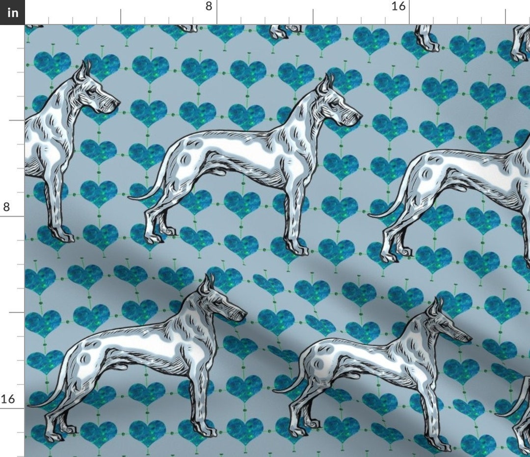 Blue Great Dane Fabric Great Dane Frost by Dogdaze Blue Etsy