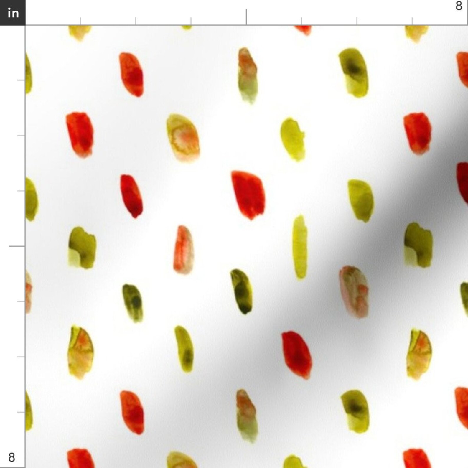 Watercolor Brushstroke Fabric Olive and Orange by Etsy