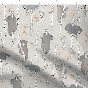 Baby Bear Fabric - Birch Bears by nouveau_bohemian - Woodland Forest Neutral Earth Tone Whimsical Bears Fabric by the Yard by Spoonflower