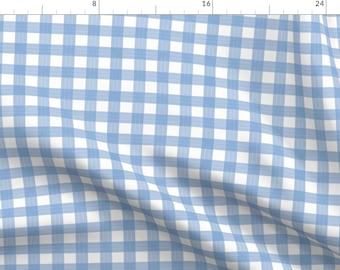 Blue Fabric - Sky Gingham by kirstudio -  Plaid Country Gingham Sky Check Picnic Cottagecore Large Scale Fabric by the Yard by Spoonflower