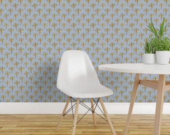 Summer Peel and Stick Wallpaper - Beach Groovy Tropical Island Resort Vacation - Removable Wall Decor Art - Retro Palms by bubblebeanie