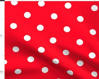 Red Polka Dot Fabric - White Polkadots On Cherry Red By Paper And Frill - Red and White Cherry Cotton Fabric By The Yard With Spoonflower