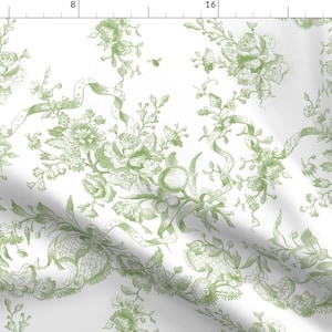Victorian Toile Fabric - Bronwyn Toile by lilyoake - Romantic Rococo French Country Cottage Fabric by the Yard by Spoonflower