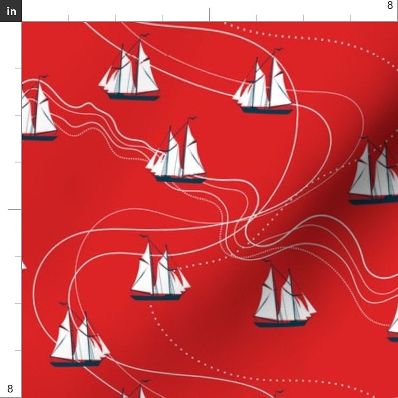 red sailboat print fabric