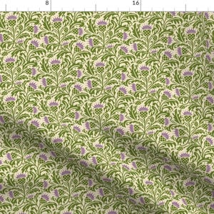 Thistle Fabric - Thistle Dark Olive Green Purple Scottish Traditional Historic By Cindylindgren - Cotton Fabric By The Yard With Spoonflower