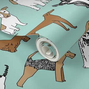 Papel pintado de perros - Estampado de razas de perros Mint Pets de Andrea Lauren - Rollo de papel pintado autoadhesivo removible con estampado personalizado de mascotas de Spoonflower imagen 3
