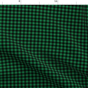 Christmas Plaid Fabric - Buffalo Plaid Green Christmas Checked By Charlottewinter - Green Black Cotton Fabric By The Yard With Spoonflower