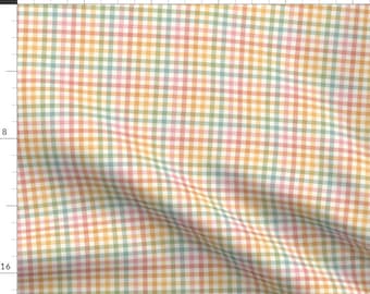Pastel Rainbow Plaid Fabric - Cute Mini Gingham by muchsketch - Baby Pink Blue Green Boho Check Fabric by the Yard by Spoonflower