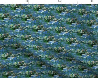 Water Lilies Fabric - Claude Monet ~Water Lilies ~1916 ~ Small By Peacoquettedesigns - Monet Cotton Fabric By The Yard With Spoonflower