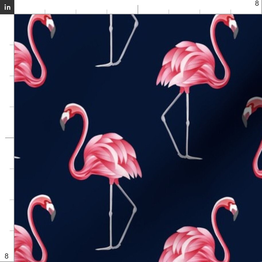 Vintage Flamingos Fabric Vintage Flamingo by Marta Strausa Etsy