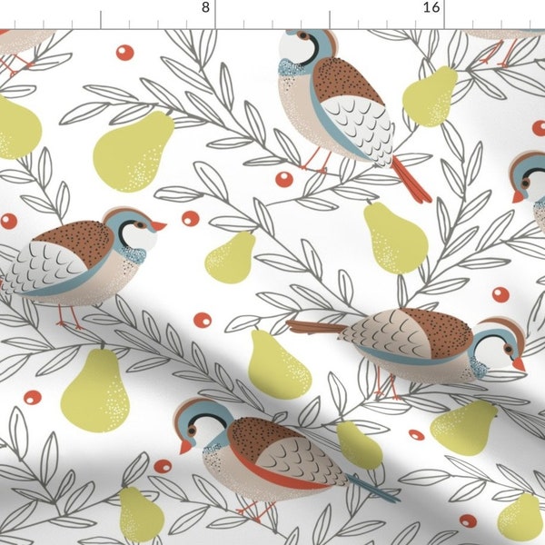 Christmas Partridge Fabric - In A Pear Tree By Shelbyallison - Partridge Pear Holiday Xmas Cotton Fabric By The Yard With Spoonflower