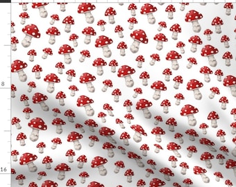 Red + White Mushroom Fabric - Mushroom Red And White By Thistleandfox - Woodland Mushroom Cotton Fabric By The Yard With Spoonflower