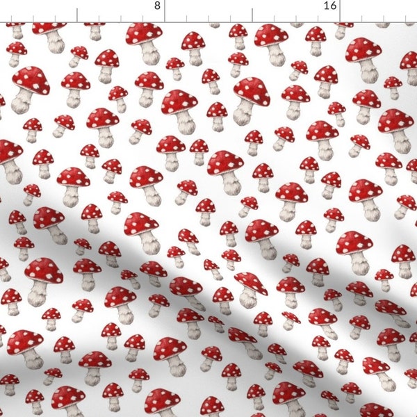 Red + White Mushroom Fabric - Mushroom Red And White By Thistleandfox - Woodland Mushroom Cotton Fabric By The Yard With Spoonflower