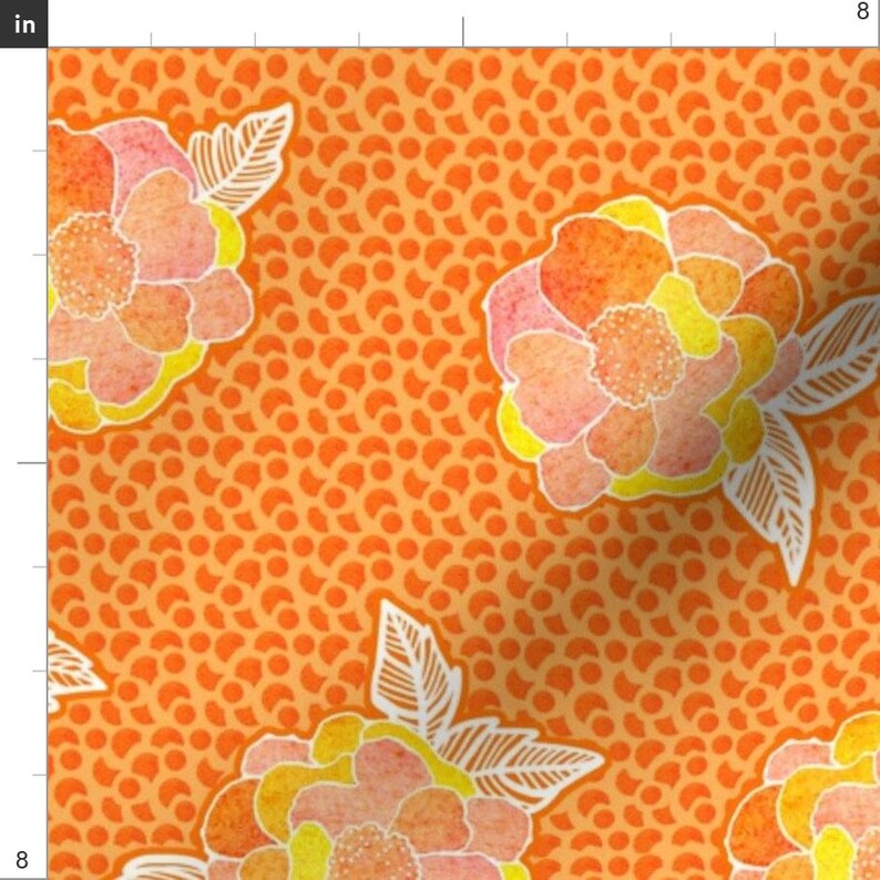 Orange Flower Fabric Glorious Morning By Sandeehjorth Etsy