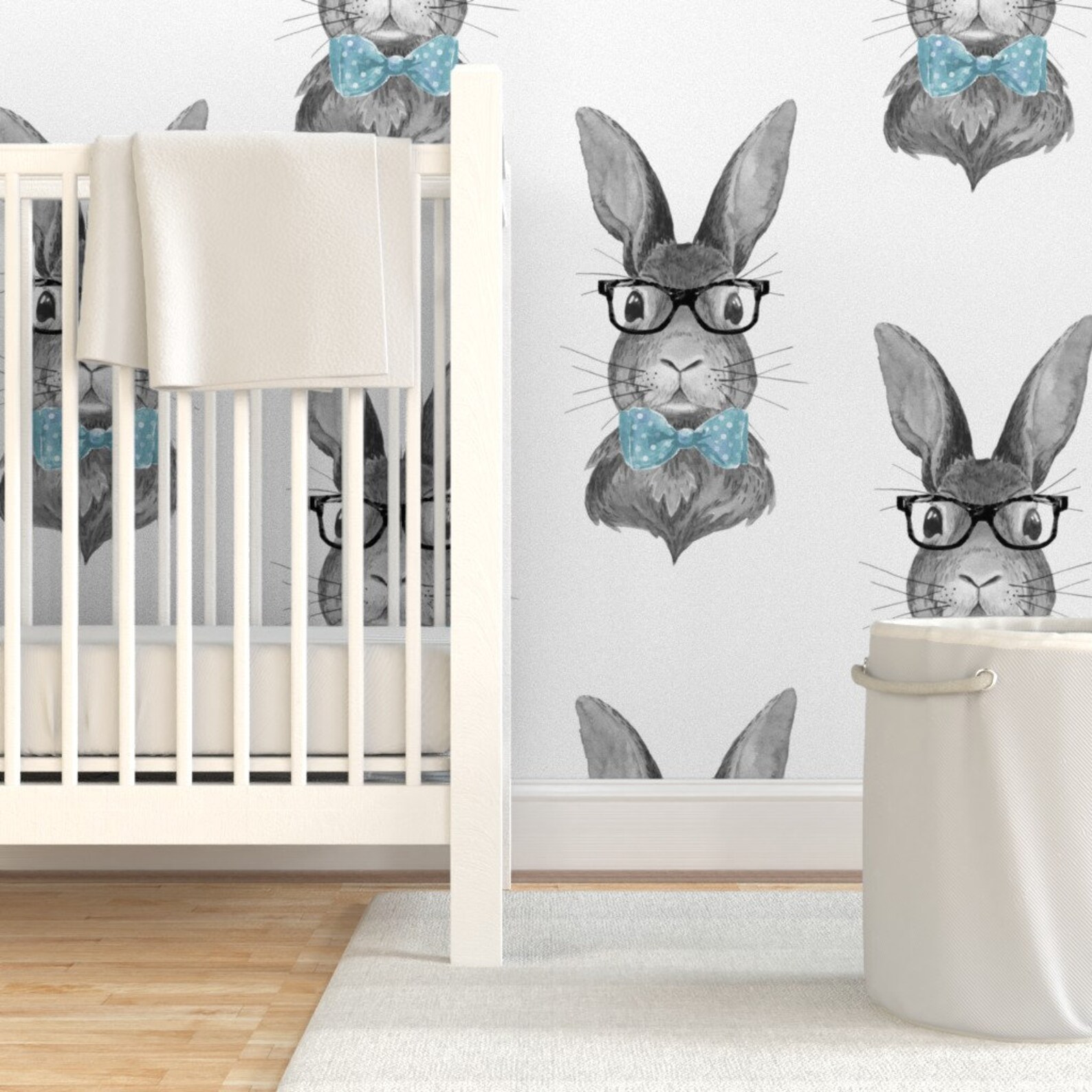 Bunny Wallpaper 4 Bunny With Glasses Black and White - Etsy