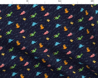 Cute Dinosaur Fabric - Dinosaurs In Space by kristykate - Prehistoric Dinosaurs In Space Dinosaurs Space Fabric by the Yard by Spoonflower