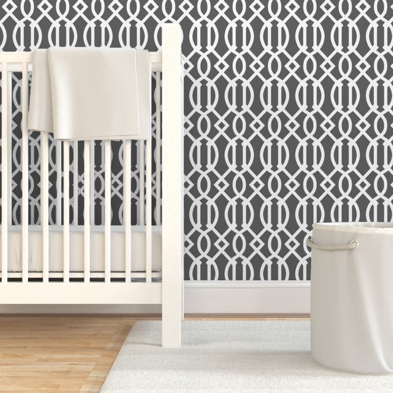 Gray Trellis Wallpaper Charcoal Trellis by Etsy