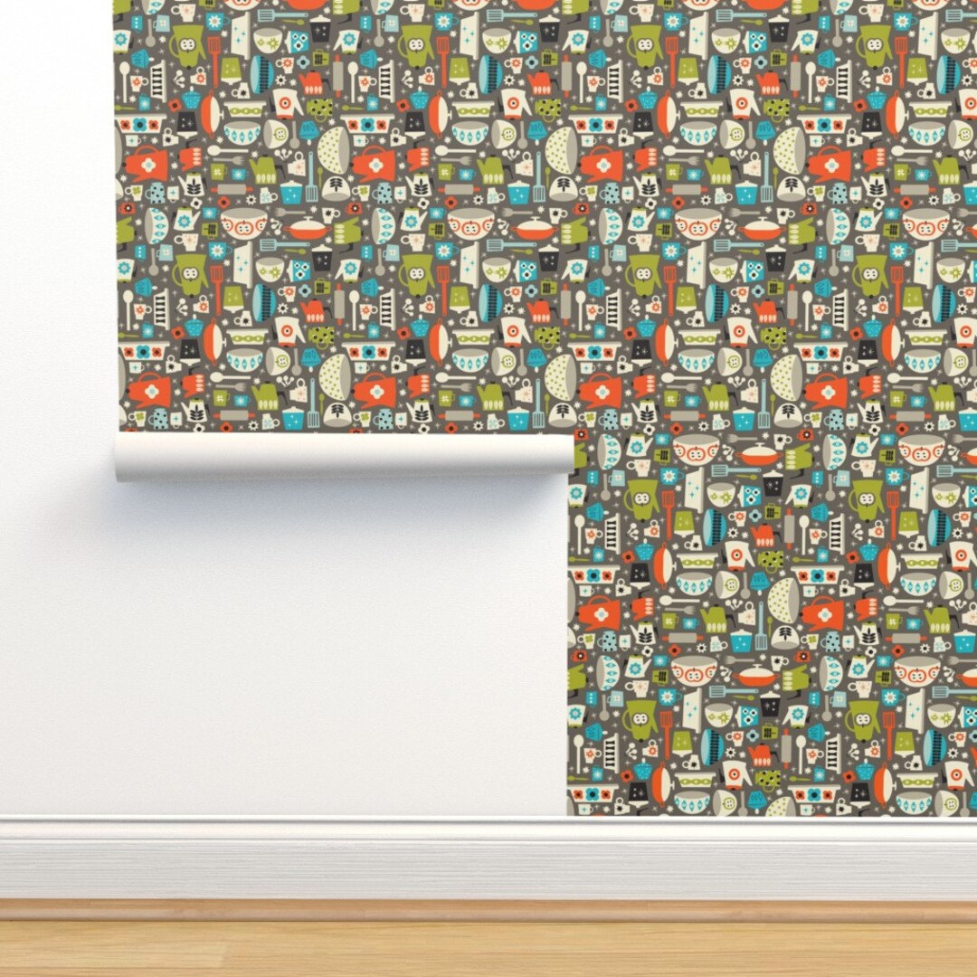 Retro Kitchen Wallpaper Retro Kitchen Tools by Heidikenney - Etsy
