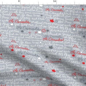 Oh Canada! Fabric - Oh Canada! By Cynthiafrenette - Canadian National Anthem Gray Text Maple Leaf Cotton Fabric By The Yard With Spoonflower