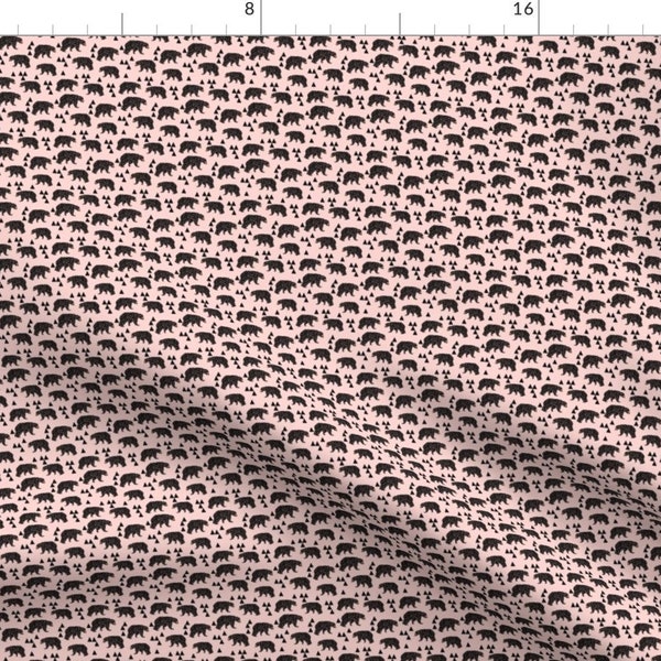 Tiny Bear Print Fabric - Geo Bear Fabric // Pink Bear (Tiny) By Andrea Lauren - Tiny Bear Pink Cotton Fabric by the Yard with Spoonflower