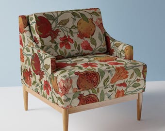 Tecido para estofamento Boho - Romãs Fresco Rustica Grande da silver_steer_design - Tecido floral botânico por metro na Spoonflower