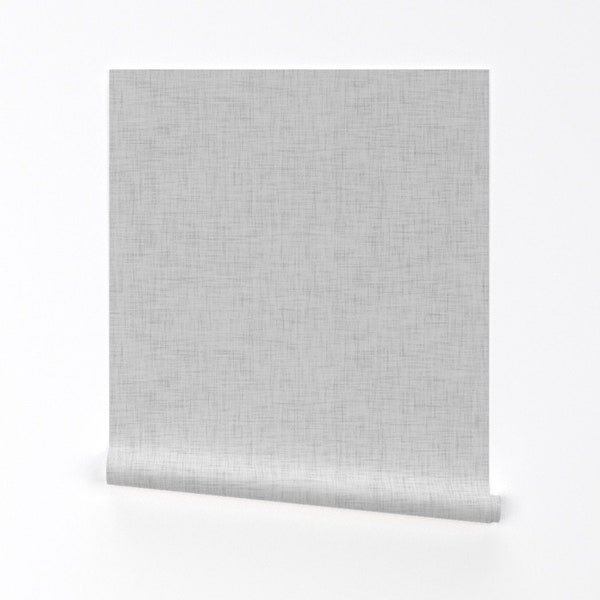 Grey Linen Look Wallpaper - Very Light Grey And White By Erin Kendal - Neutral Solid Removable Self Adhesive Wallpaper Roll by Spoonflower