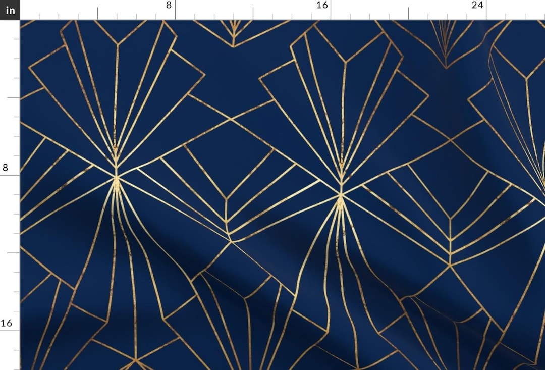 Blue Fabric - Art Deco Blue by Thewellingtonboot - Geometric Pattern ...