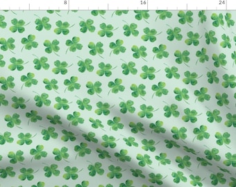 Shamrock Fabric - Shamrock Toss Watercolor Mint By Littlearrowdesign - Shamrock Four Leaf Clover Cotton Fabric By The Yard With Spoonflower